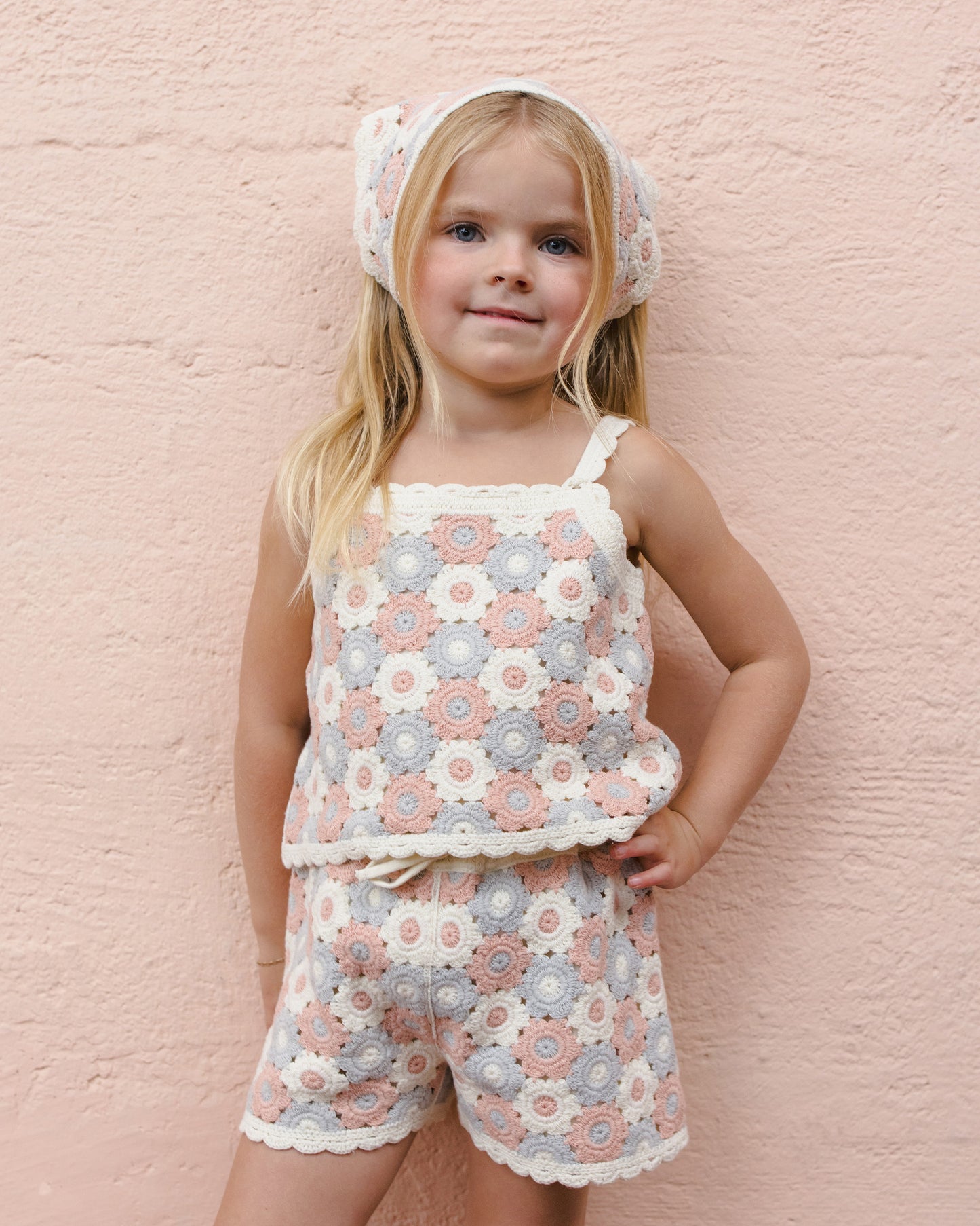 Rylee and Cru Lili Knit Set - Blue, Light Pink, Ivory