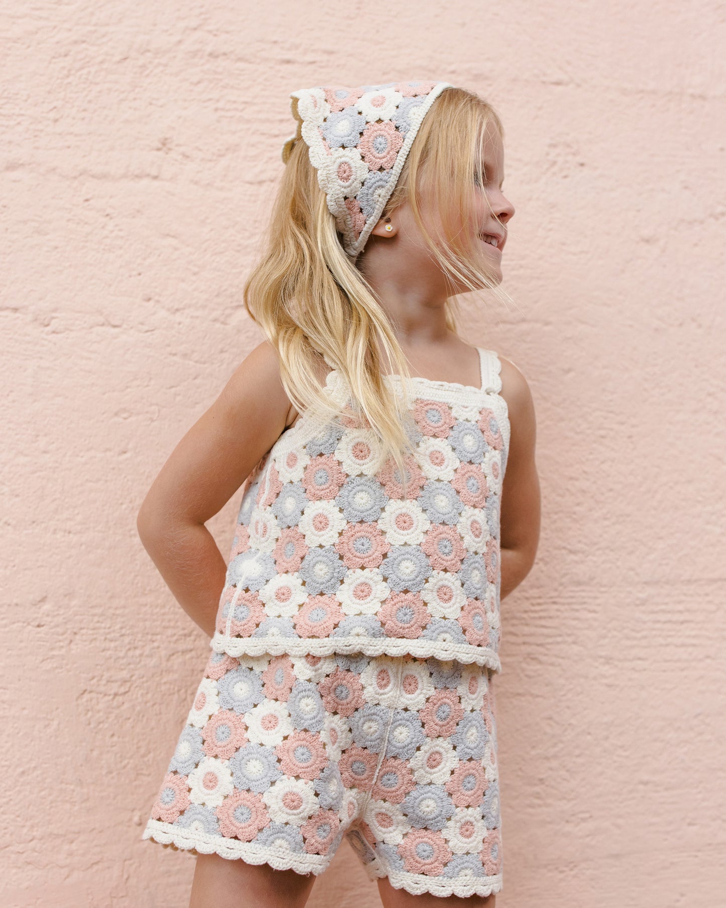 Rylee and Cru Lili Knit Set - Blue, Light Pink, Ivory