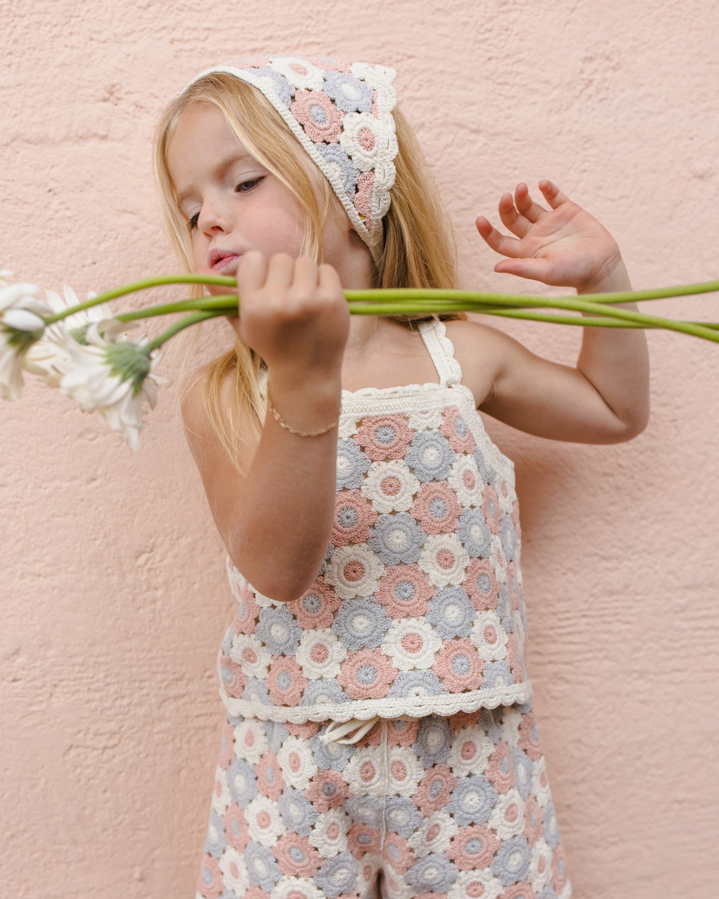 Rylee and Cru Lili Knit Set - Blue, Light Pink, Ivory