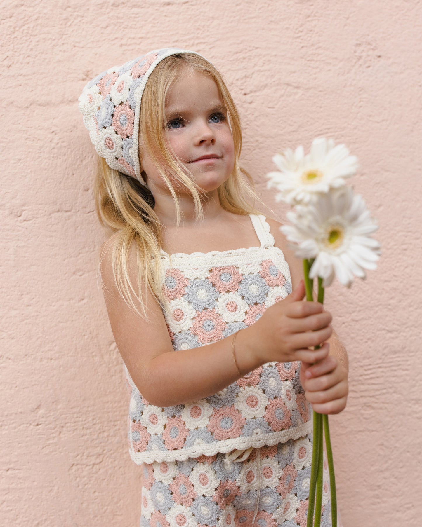 Rylee and Cru Lili Knit Set - Blue, Light Pink, Ivory