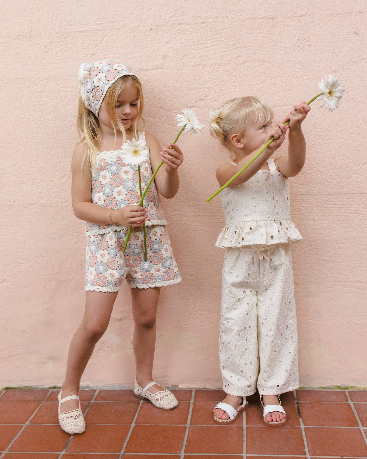 Rylee and Cru Lili Knit Set - Blue, Light Pink, Ivory