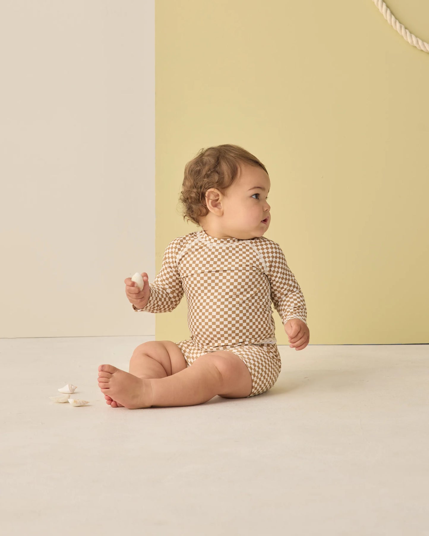 Rylee and Cru Boys Rashguard Set - Ocre Check