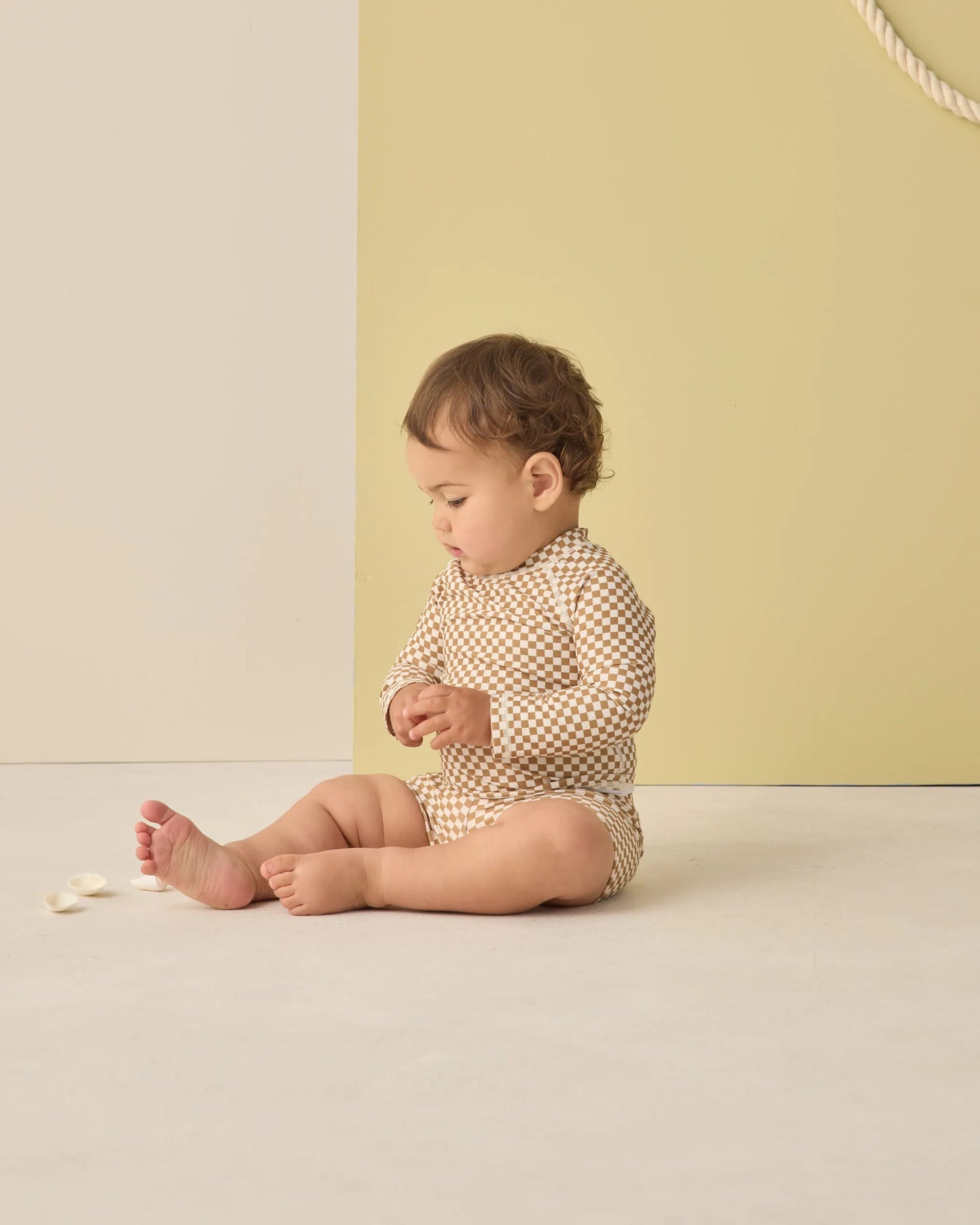 Rylee and Cru Boys Rashguard Set - Ocre Check