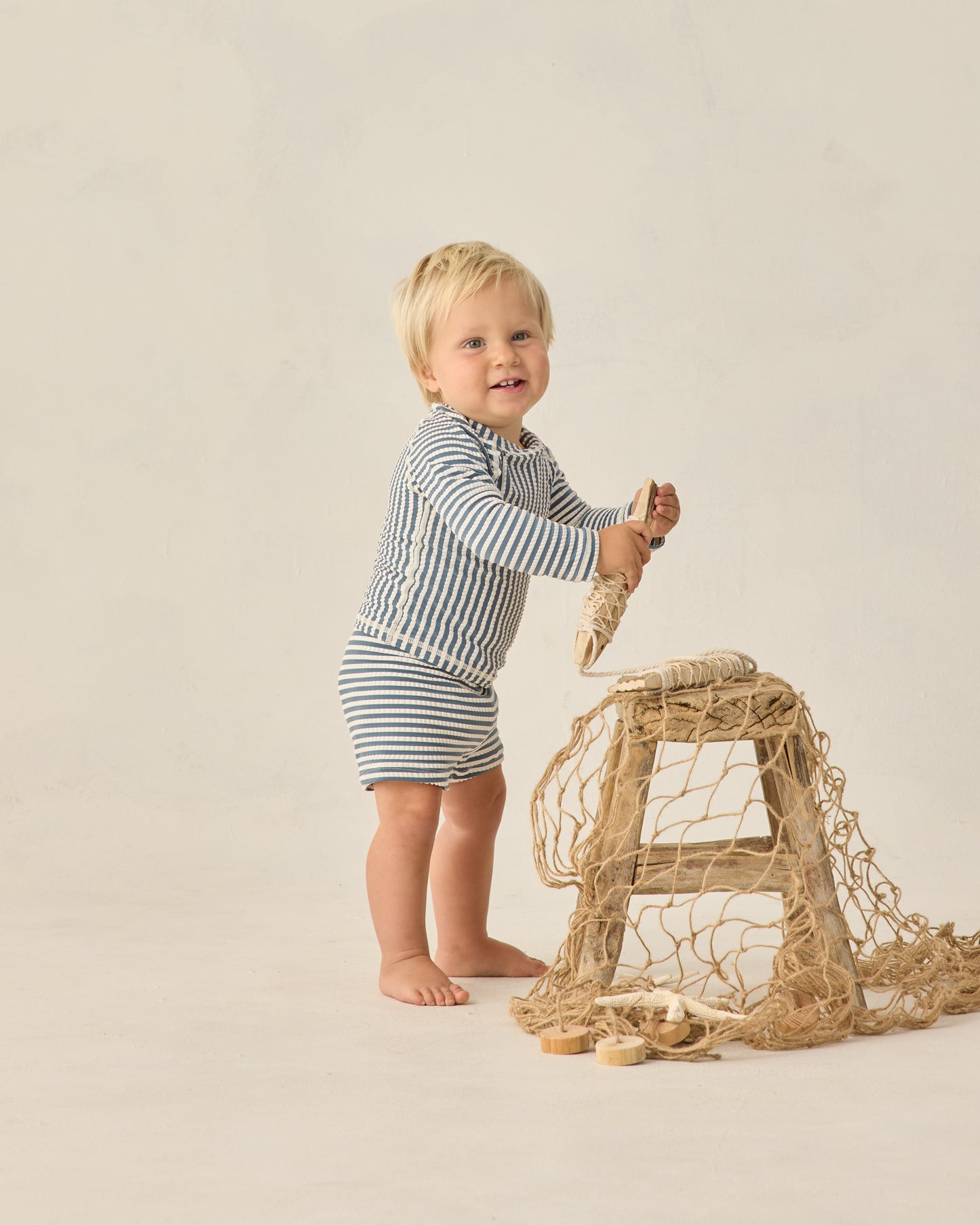 Rylee and Cru Boys Rashguard Set - Navy Stripe