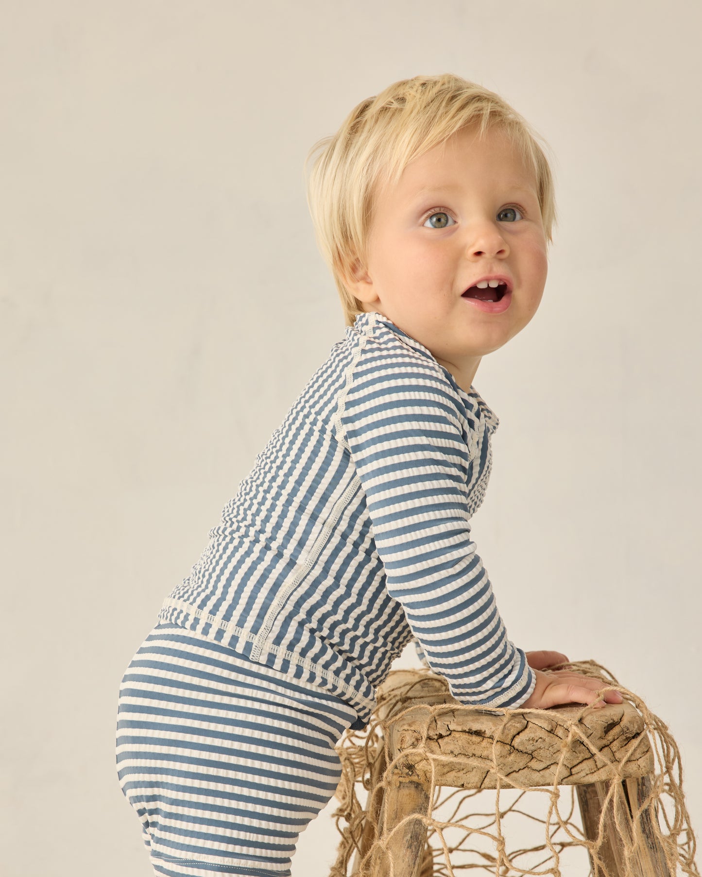 Rylee and Cru Boys Rashguard Set - Navy Stripe