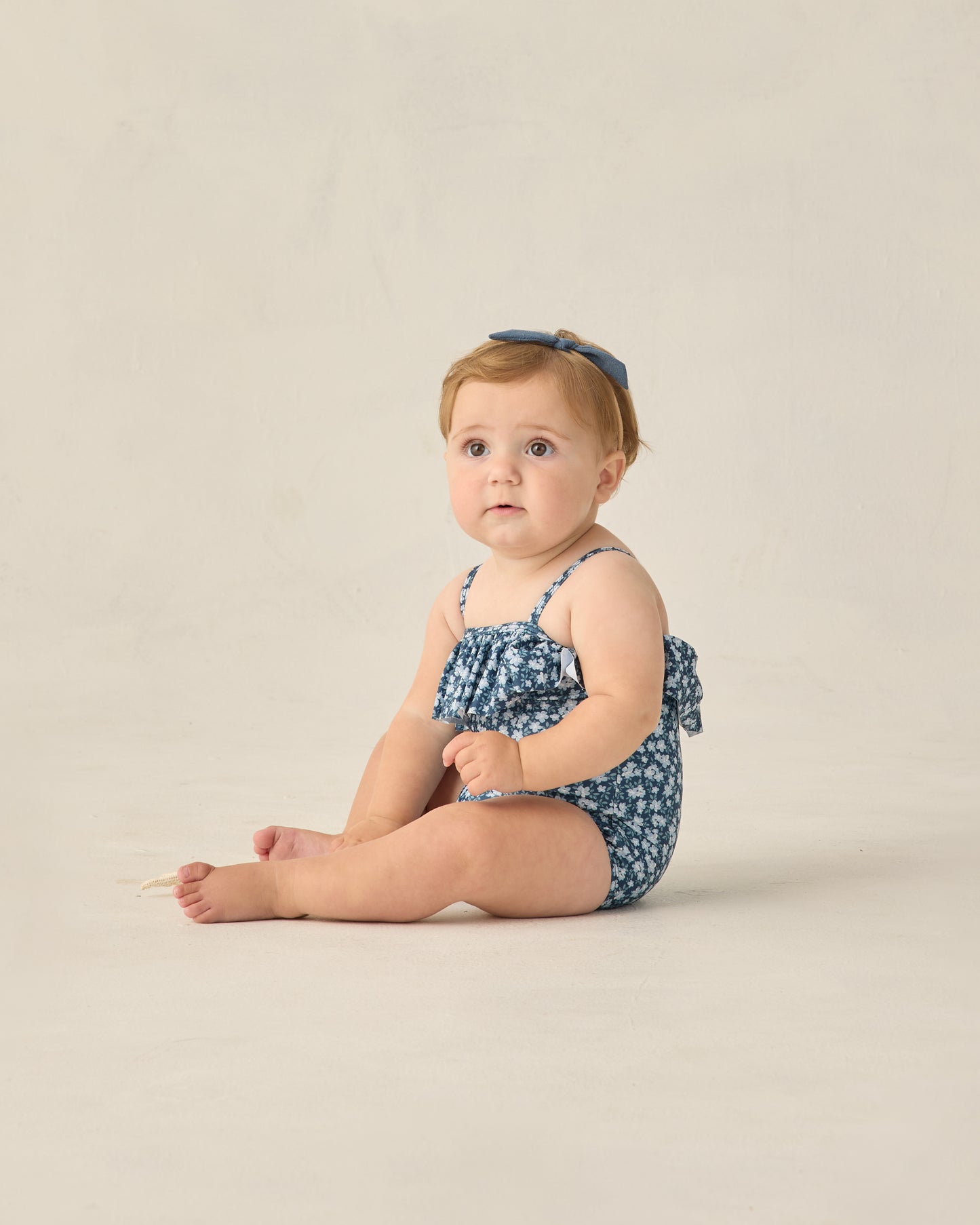 Rylee and Cru Ruffle One-Piece - Navy Floral