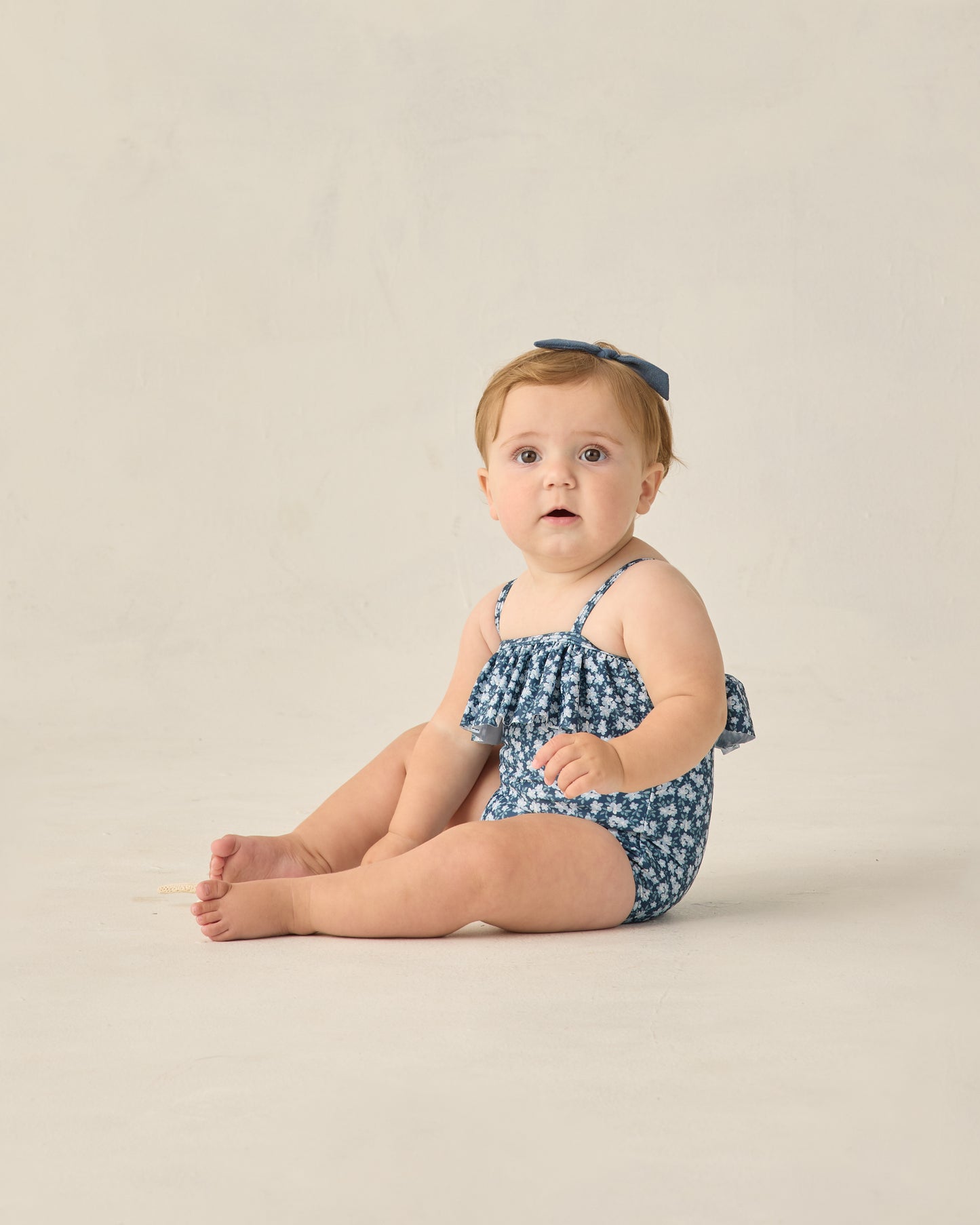 Rylee and Cru Ruffle One-Piece - Navy Floral