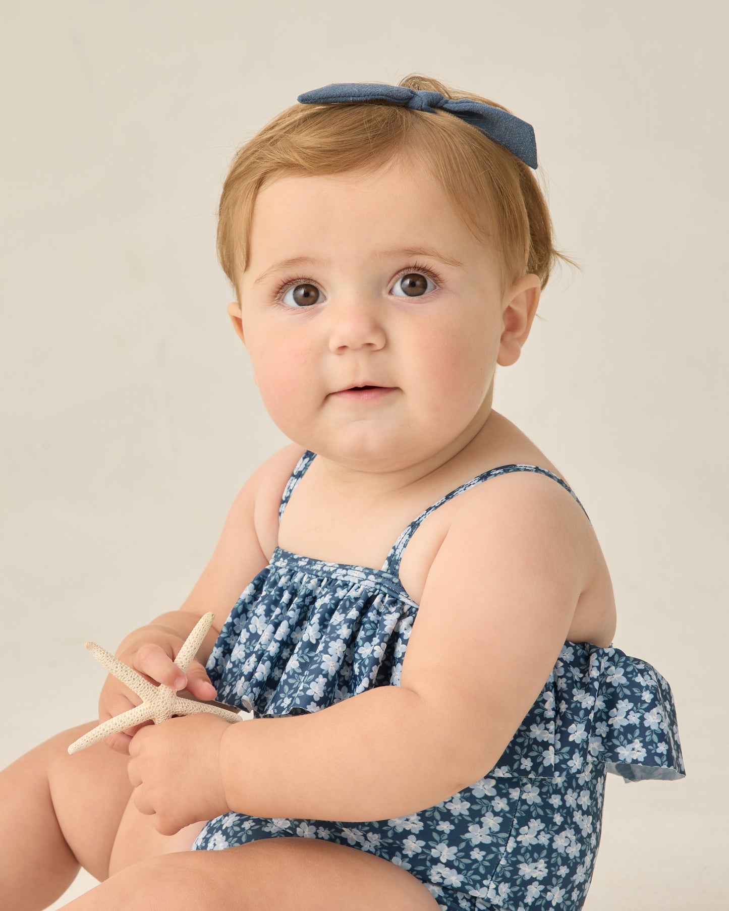 Rylee and Cru Ruffle One-Piece - Navy Floral