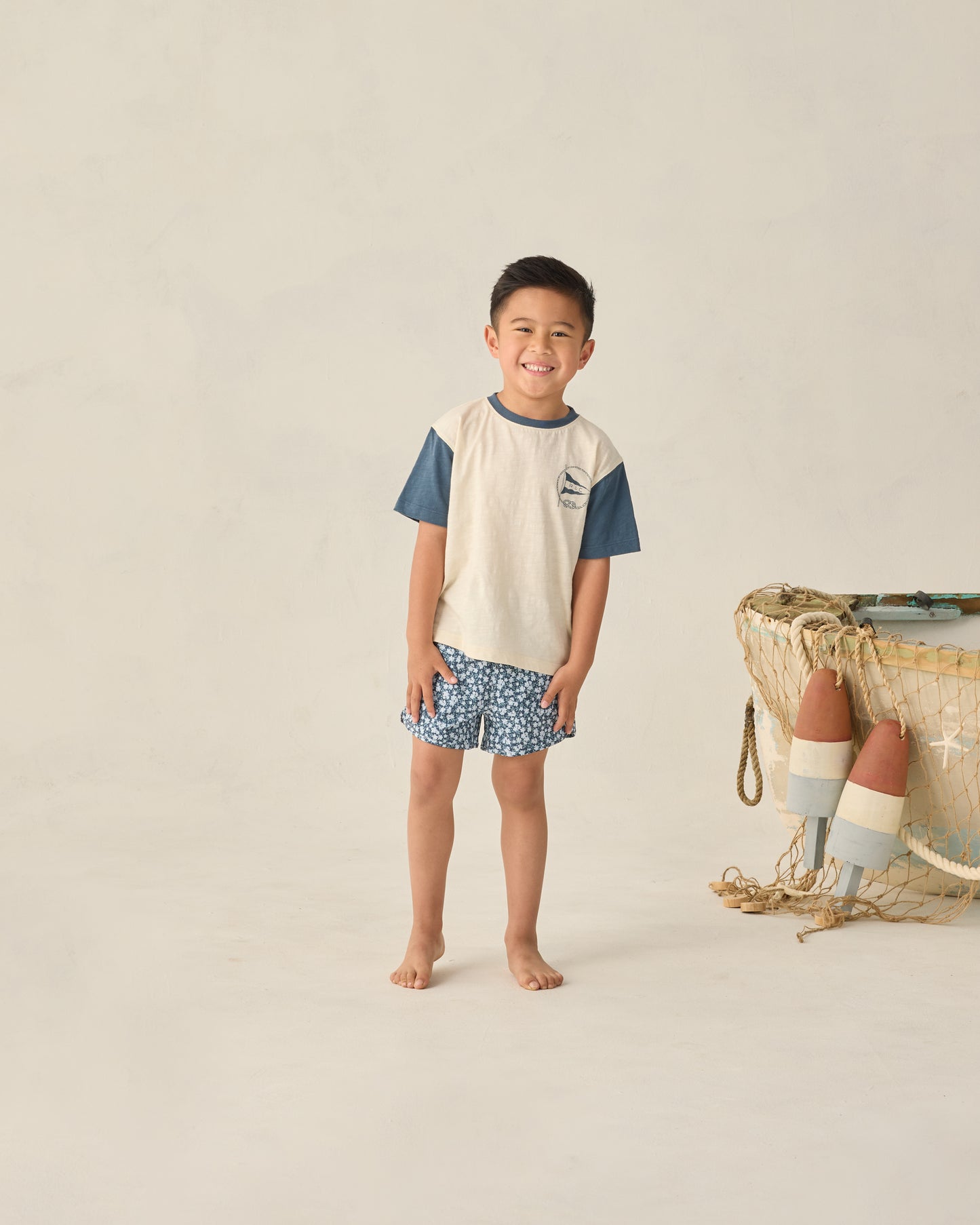 Rylee and Cru Swim Trunk - Navy Floral