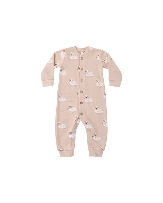 Rylee and Cru Button Down - Jumpsuit Swans