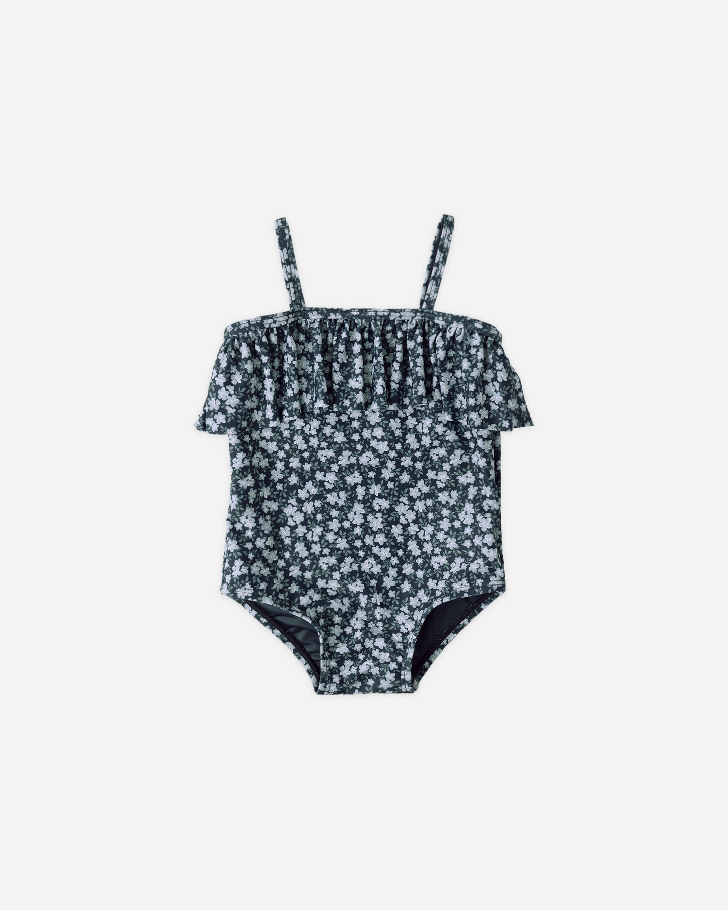 Rylee and Cru Ruffle One-Piece - Navy Floral