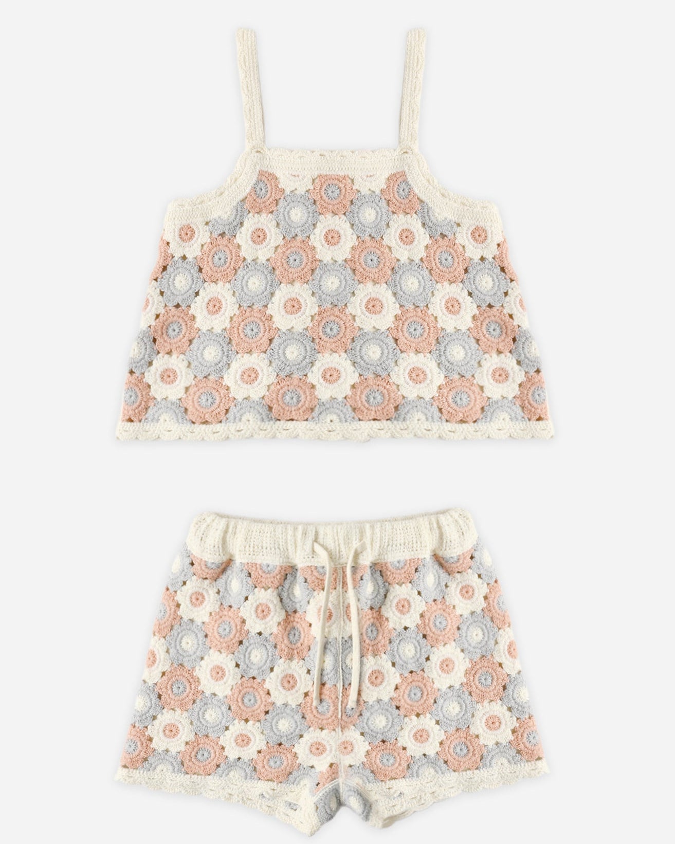 Rylee and Cru Lili Knit Set - Blue, Light Pink, Ivory