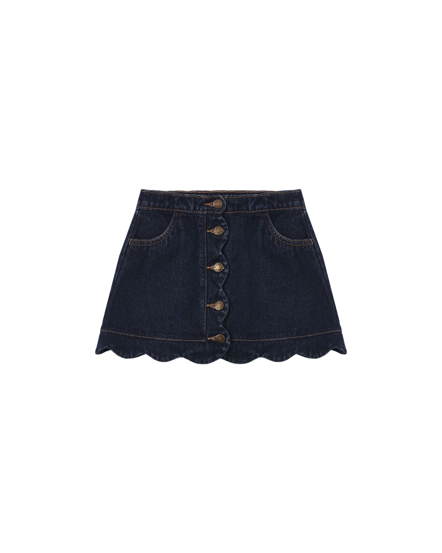 Rylee and Cru Scallop Mini - Skirt Dark Indigo