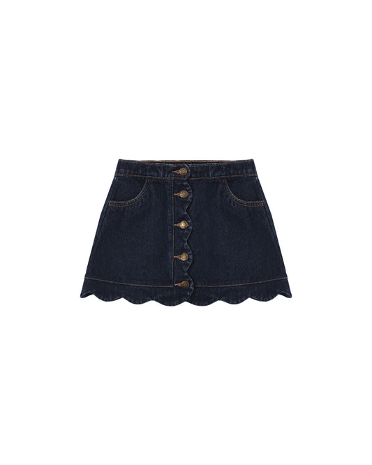 Rylee and Cru Scallop Mini - Skirt Dark Indigo
