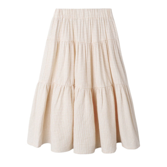 Rylee and Cru Tiered Midi Skirt - Petal Gingham