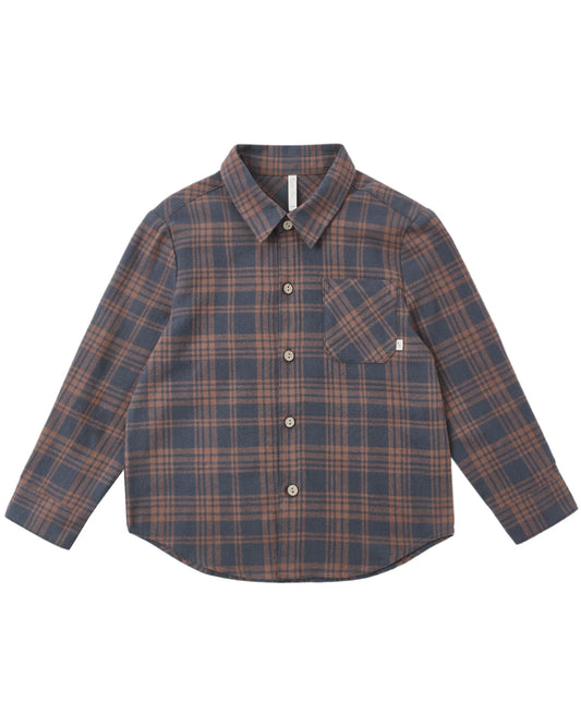 Rylee and Cru Collared Long Sleeve Shirt - Midnight Plaid
