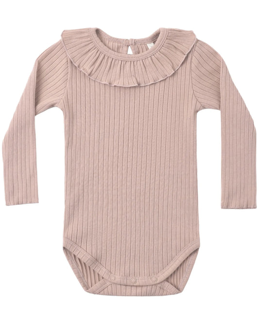 Rylee and Cru Ruffle Collar Bodysuit - Rosewood