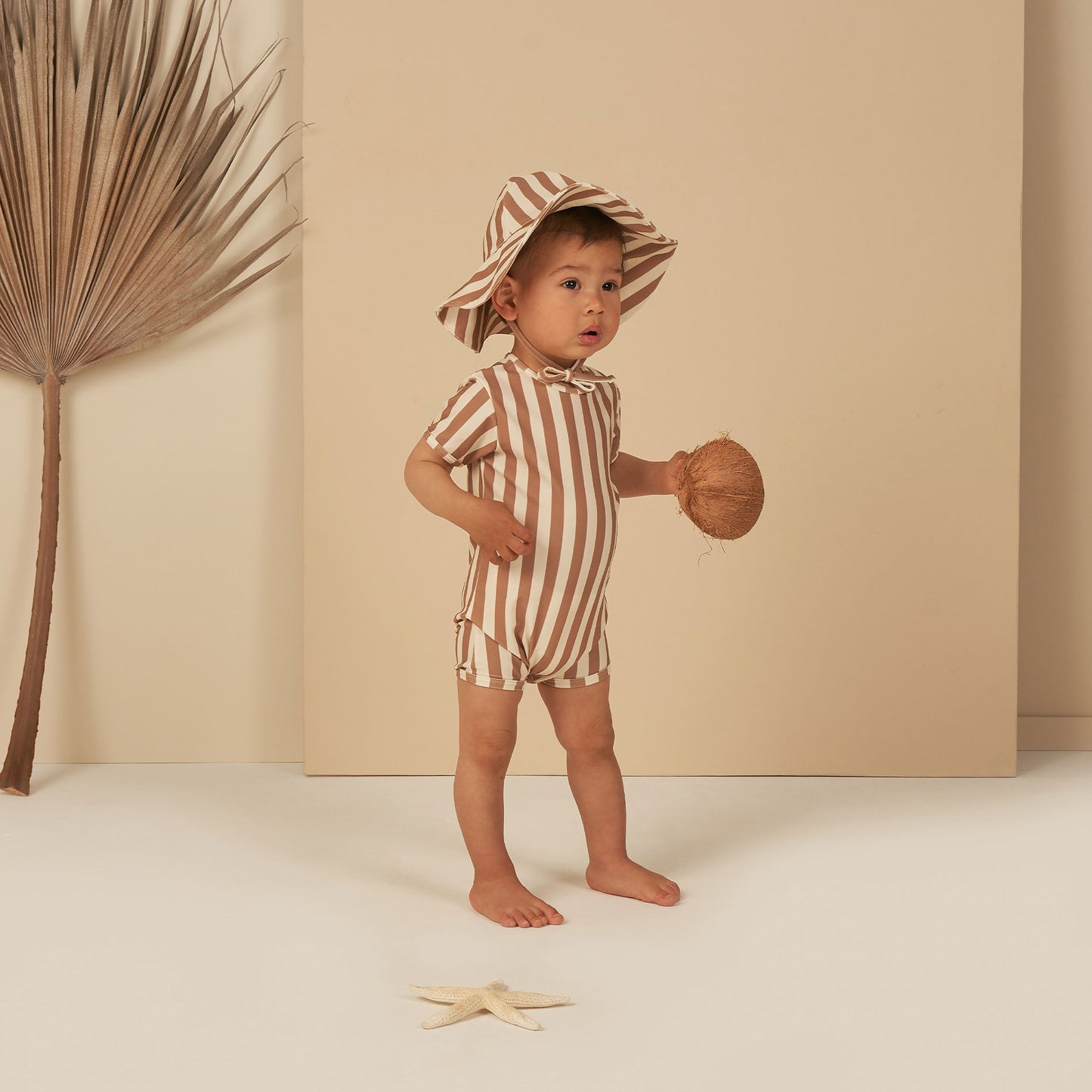 Rylee and Cru Shorty One-Piece Swimsuit - Clay Stripe
