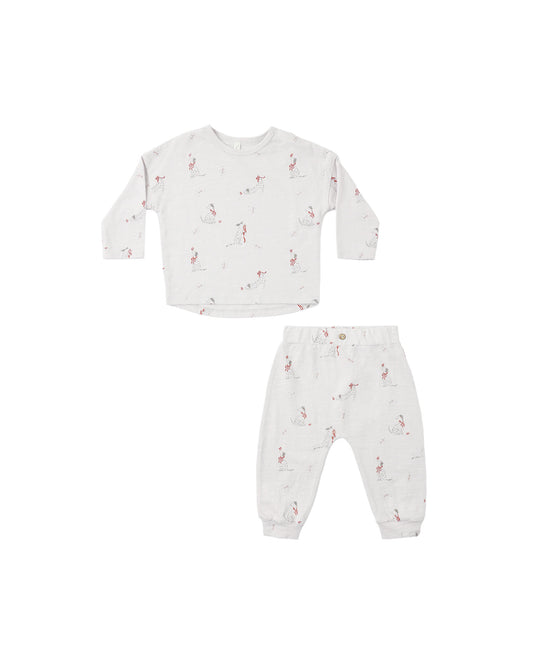 Rylee and Cru Long Sleeve Tee + Pant Set - Dalmatian