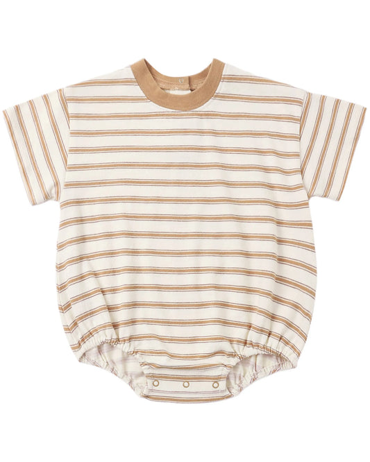 Rylee and Cru Relaxed Bubble Romper - Fawn Stripe