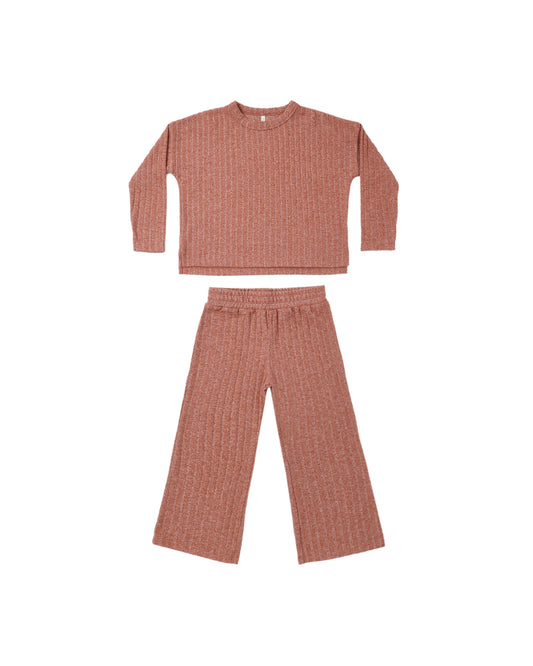 Rylee and Cru Cozy Rib Knit Set - Ruby