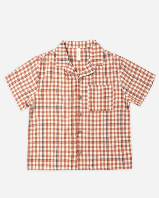 Rylee and Cru Lapel Collar Shirt - Poppy Gingham