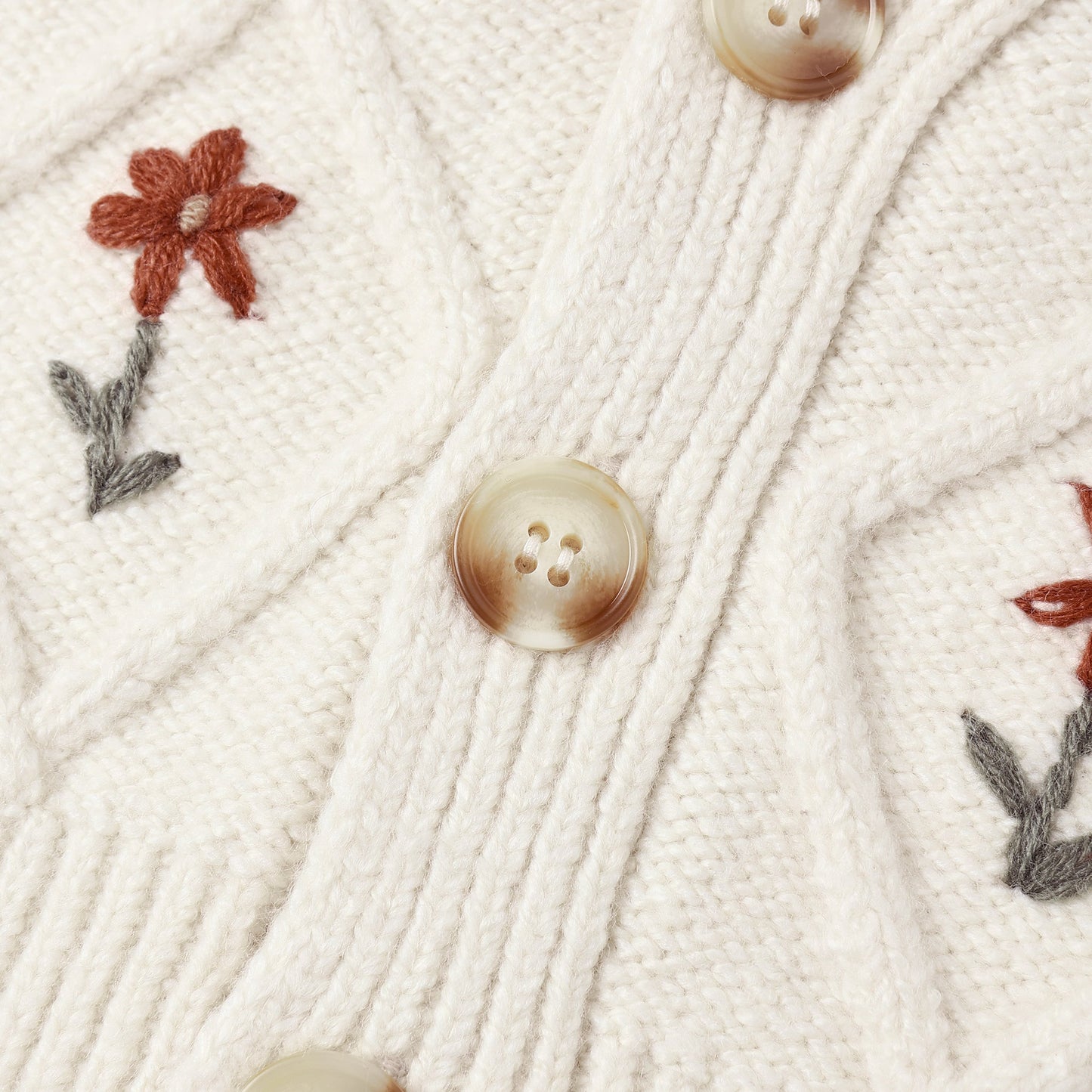 Rylee and Cru Boxy Crop Cardigan - Winter Daisy Embroidery
