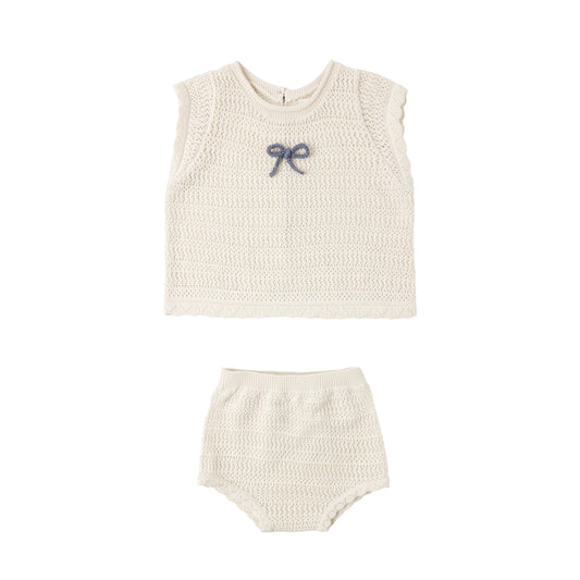 Rylee and Cru Scallop Knit Baby Set - Natural