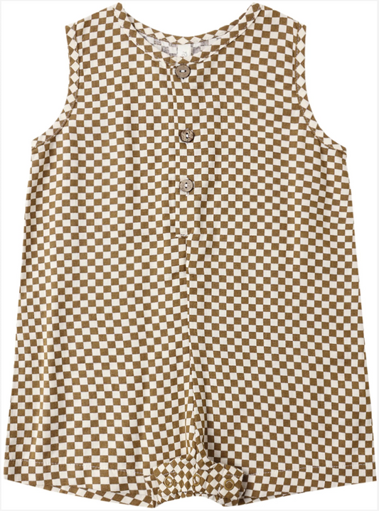 Rylee and Cru Maverick Romper - Ocre Check