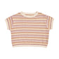 Rylee and Cru Boxy Crop Knit Tee - Honeycomb Stripe - Mulberry / Mauve / Clay / Sand