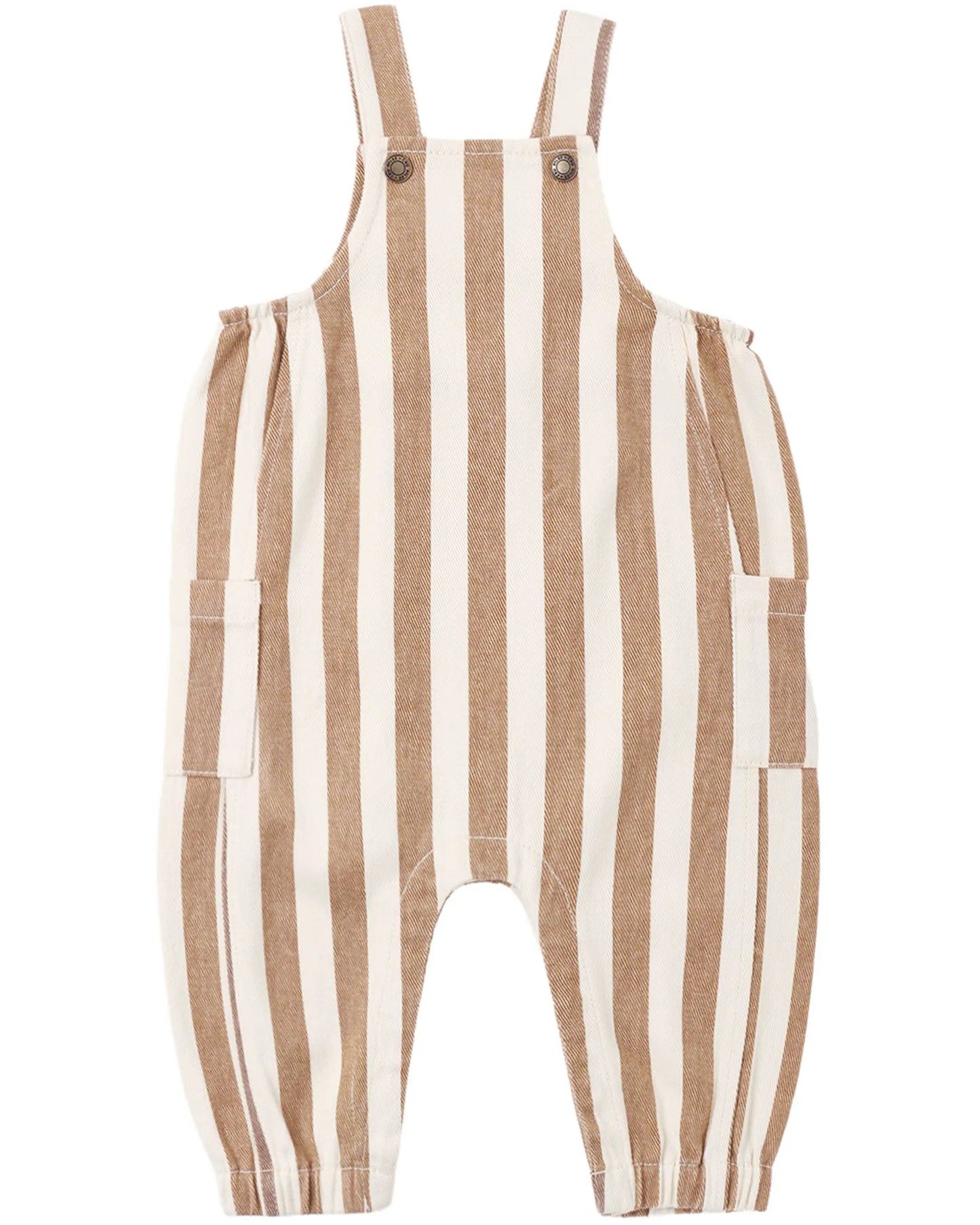 Rylee and Cru Cargo Baby Overall - Fawn Pinstripe
