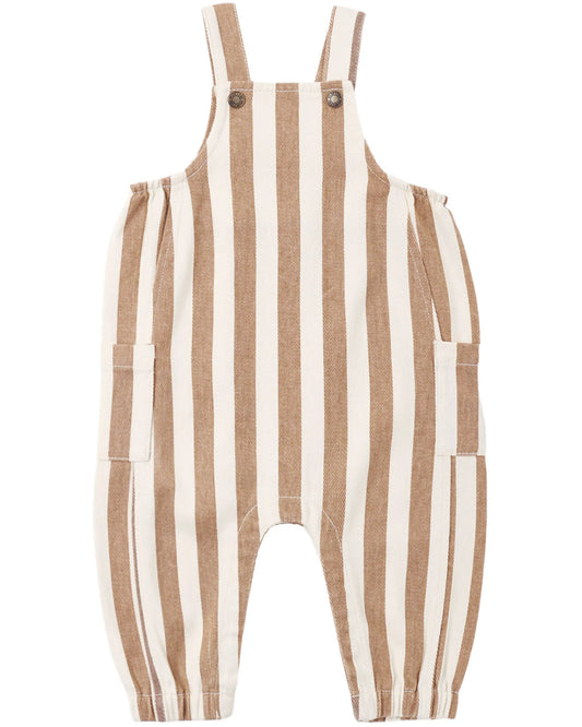Rylee and Cru Cargo Baby Overall - Fawn Pinstripe
