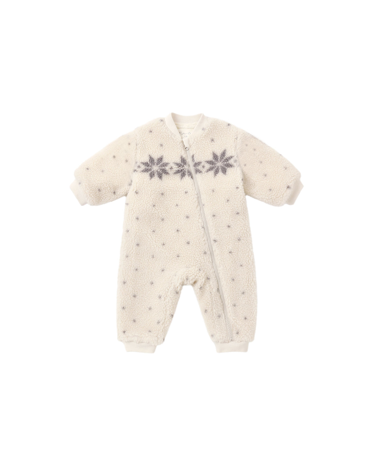 Rylee and Cru Shearling Baby Jumpsuit - Natural Fair Isle