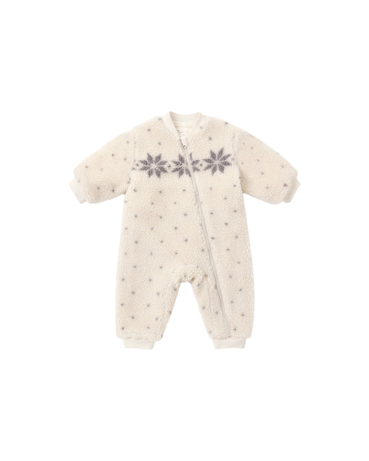 Rylee and Cru Shearling Baby Jumpsuit - Natural Fair Isle