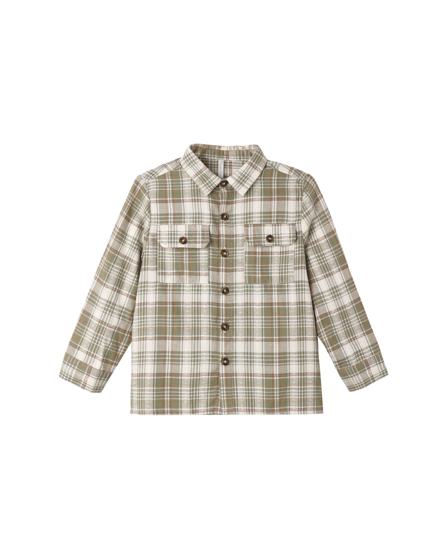 Rylee and Cru Pocketed Corduroy Shirt - Olive Dobby Plaid