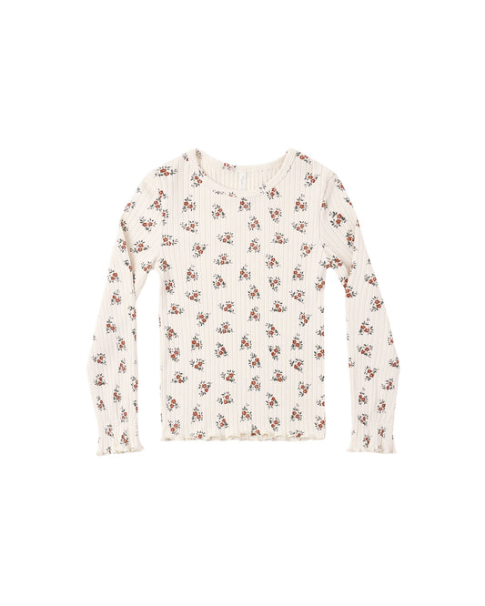 Rylee and Cru Ribbed Long Sleeve Top - Ruby Bloom
