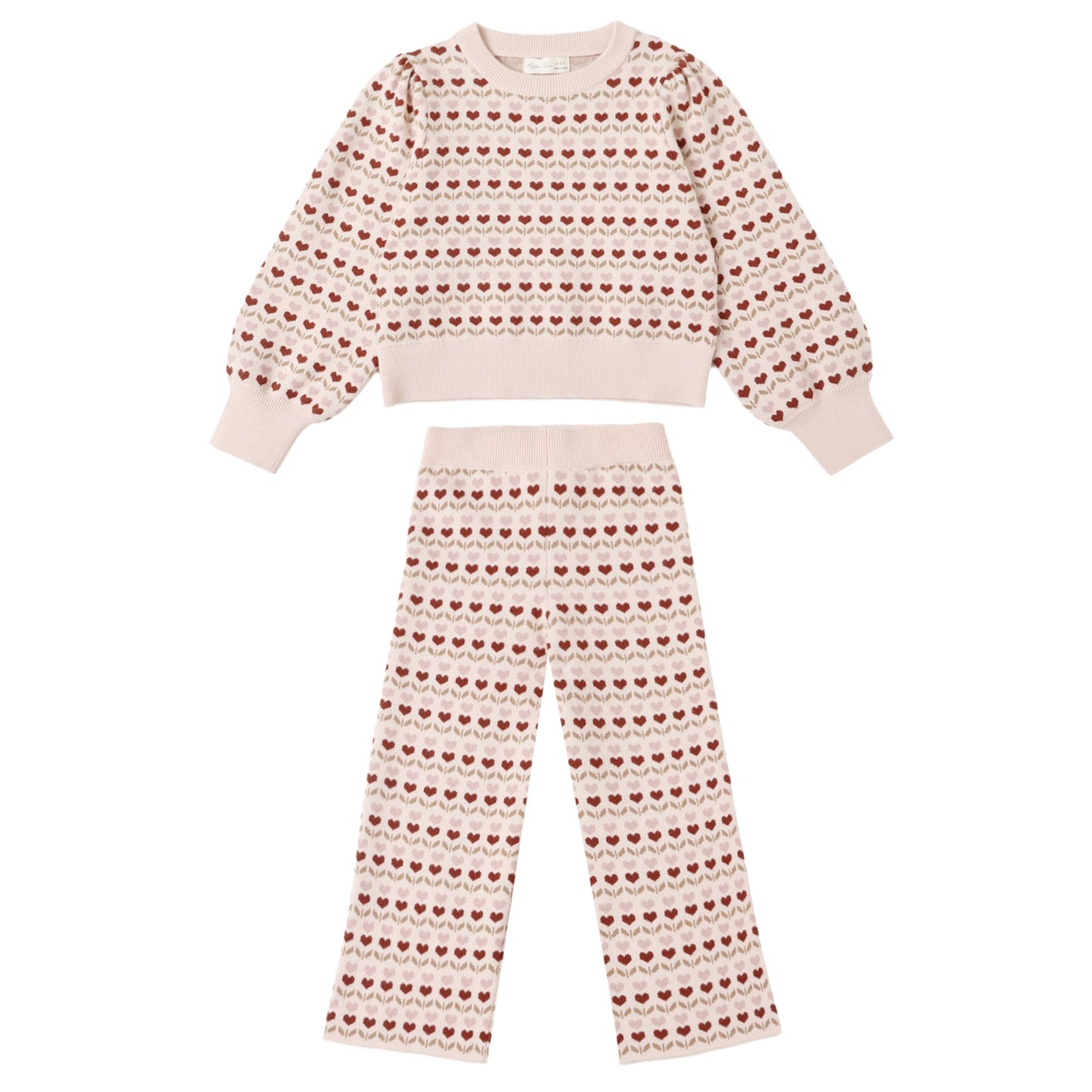 Rylee and Cru Jacquard Knit Set - Ruby Hearts