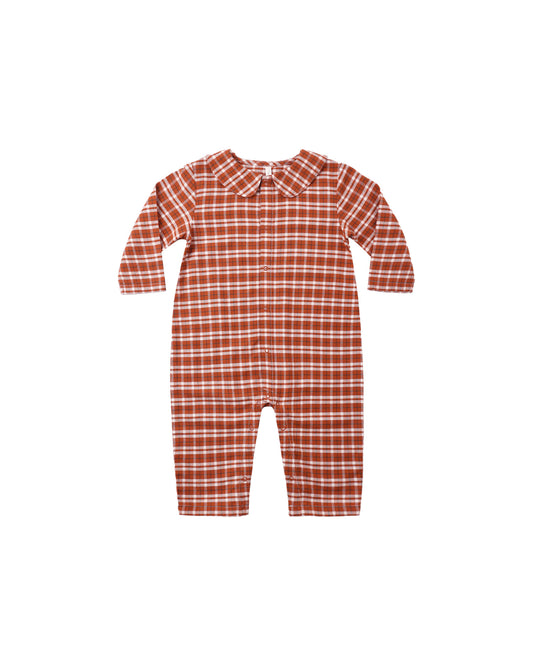 Rylee and Cru Baby Pajama Romper - Ruby Plaid