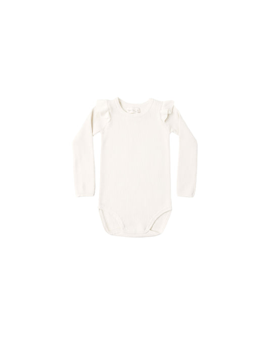 Rylee and Cru Shoulder Ruffle - Bodysuit Natural