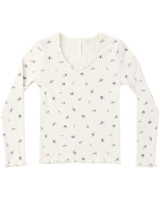 Rylee and Cru Ribbed Long Sleeve - Natural Ditsy