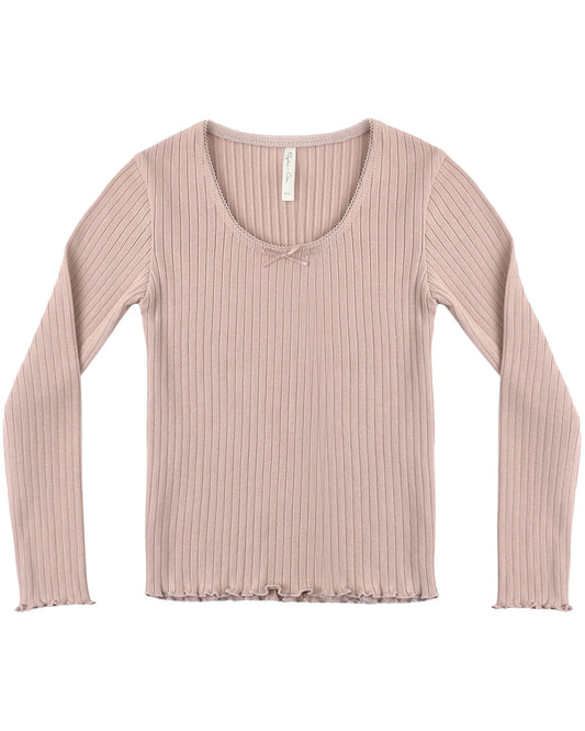 Rylee and Cru Ribbed Long Sleeve - Rosewood