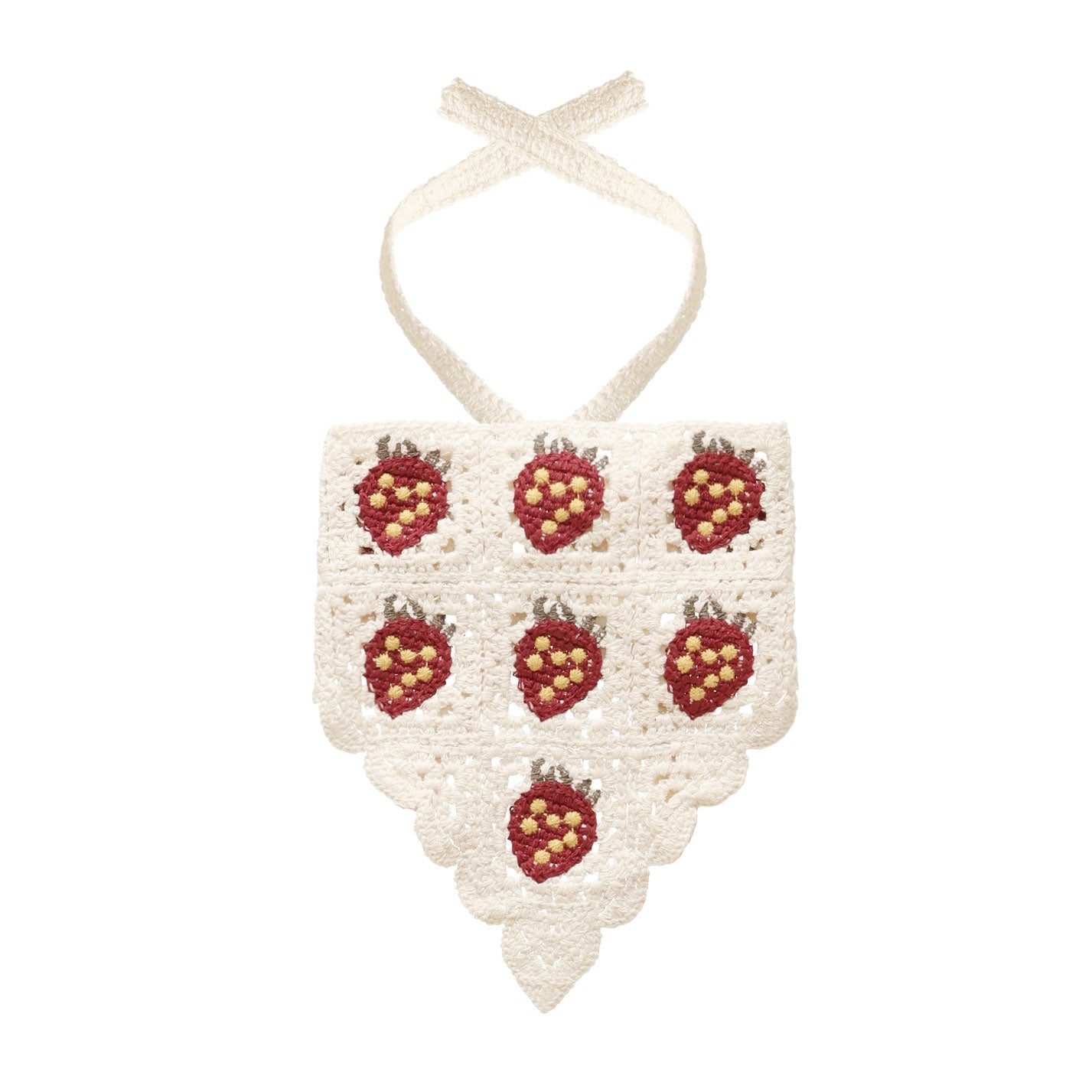 Rylee and Cru Crochet Head Scarf - Strawberry Pattern - Ivory