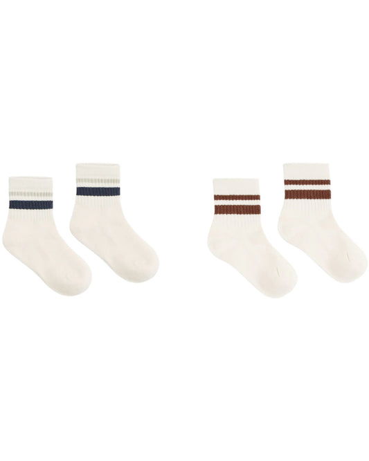 Rylee and Cru Stripe Socks, 2-Pack Fog, - Mulberry