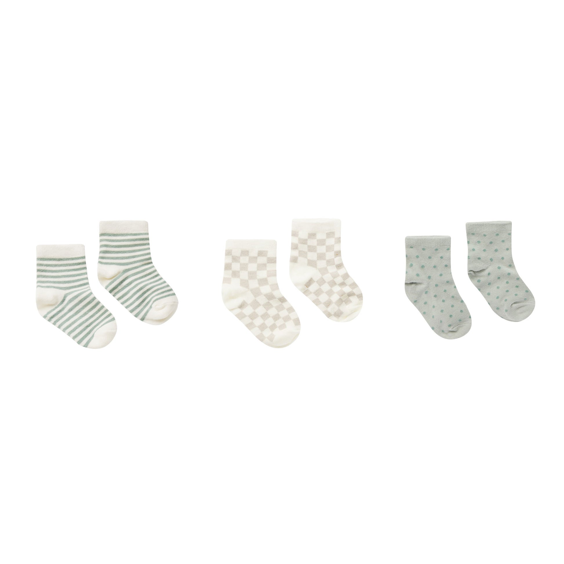 Rylee and Cru Printed Socks - Summer Stripe / Dove Check / Polka Dot