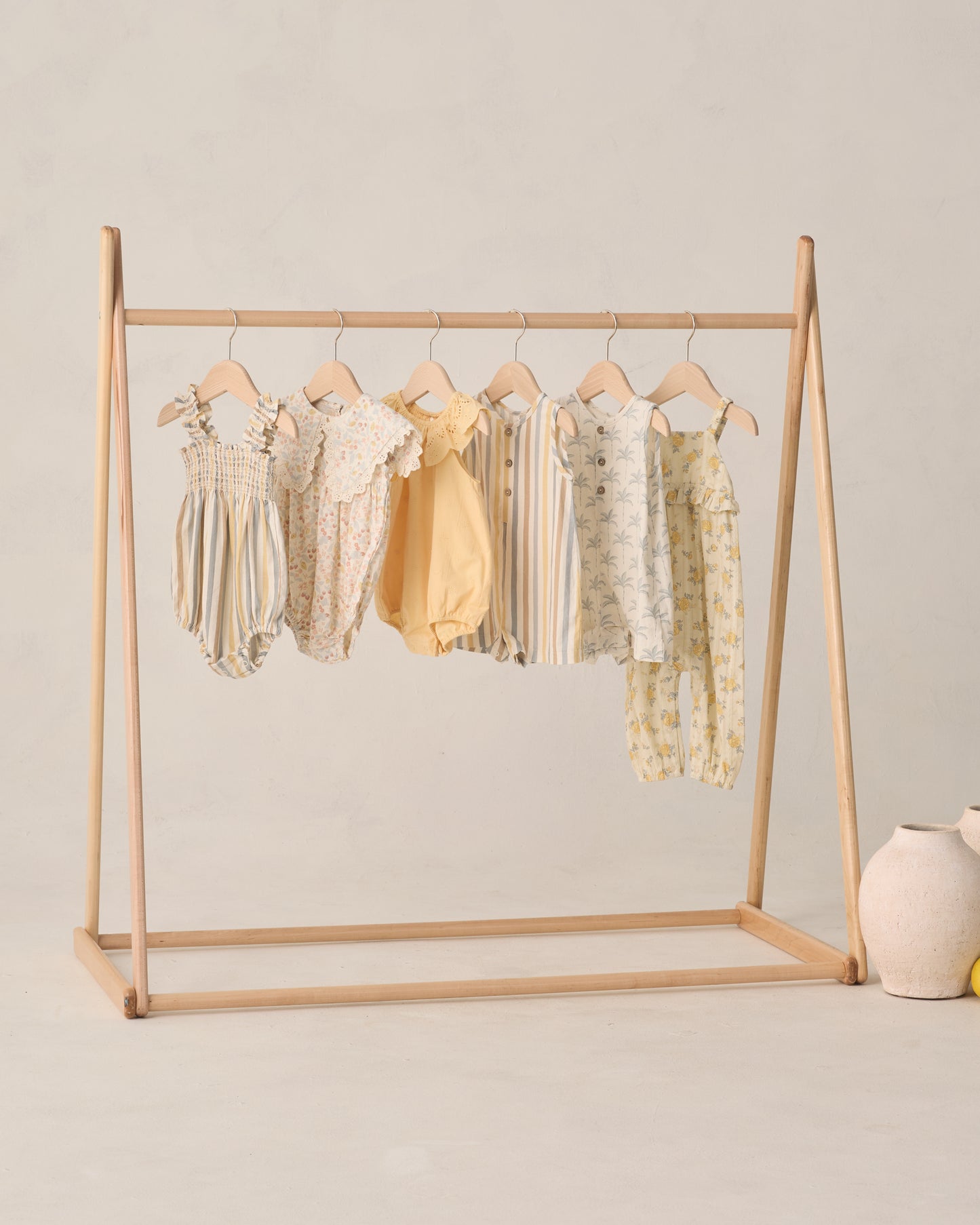 Rylee and Cru Crochet Romper - Blue / Light Pink / Ivory