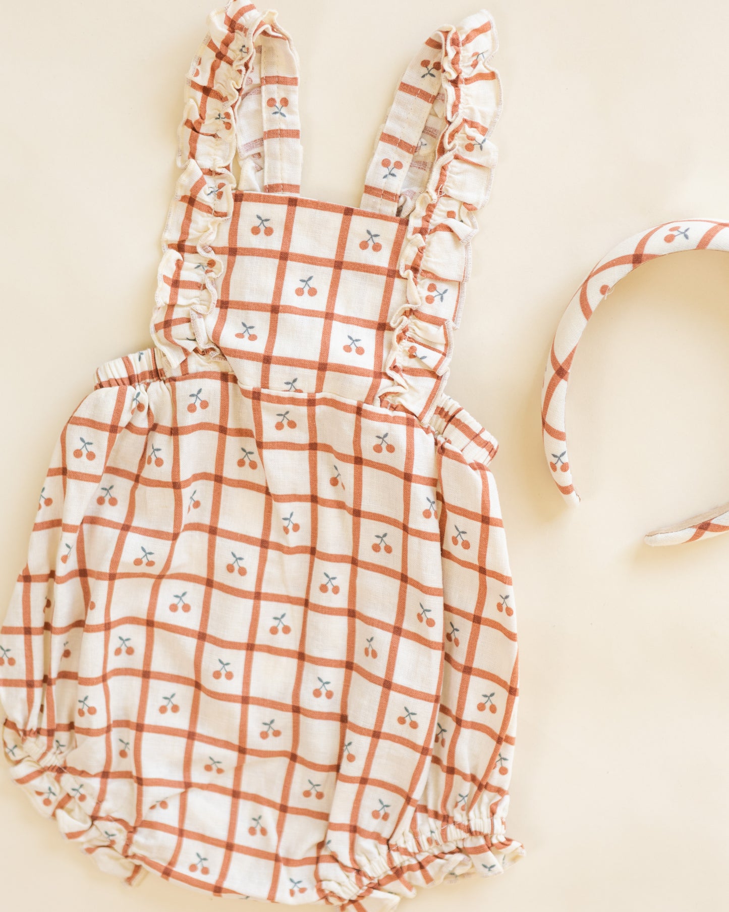 Rylee and Cru Chiara Romper - Cherry Check