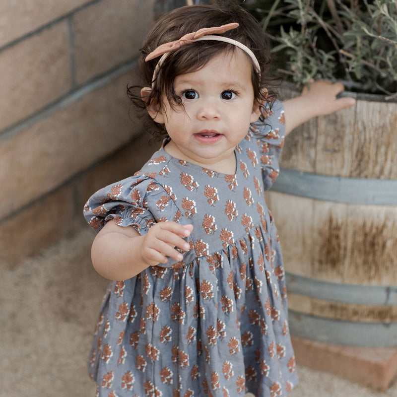 Toddler girl wearing Rylee and Cru Jolene Dress - Blue Floral