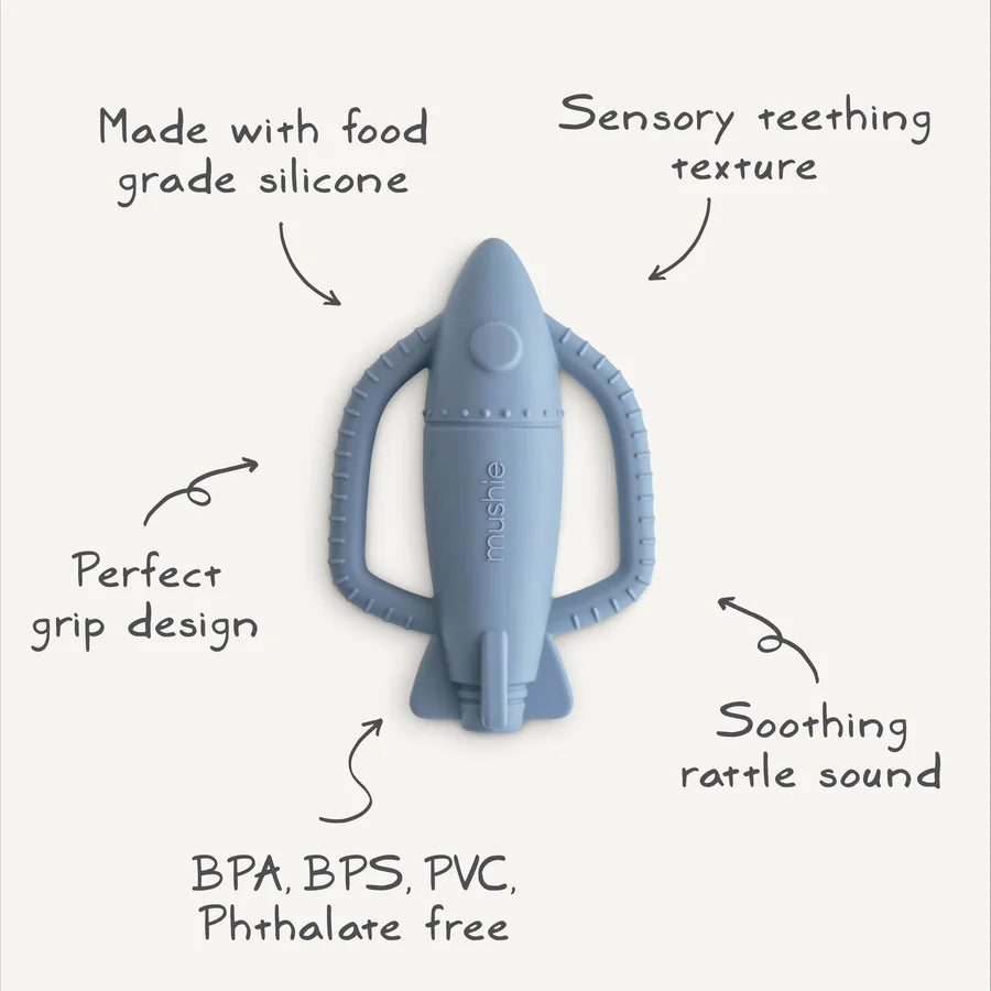 Mushie Rocket Rattle Teether