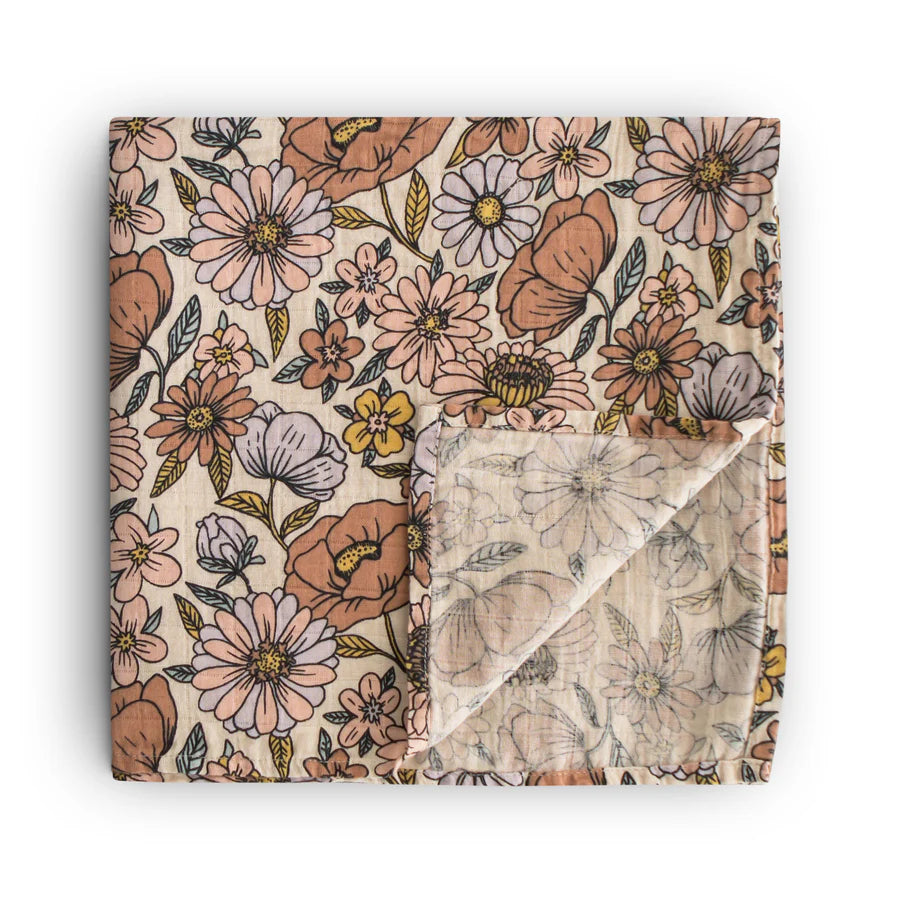 Mushie Muslin Swaddles - Retro Flowers