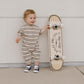Toddler wearing Rylee and Cru Hayes Jumpsuit - Vintage Stripe - Brass / French Blue / Sand